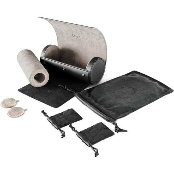 Leather Watch Travel Case for 2 Watches with Hidden Jewelry Storage Pouch - Picture 6 of 7